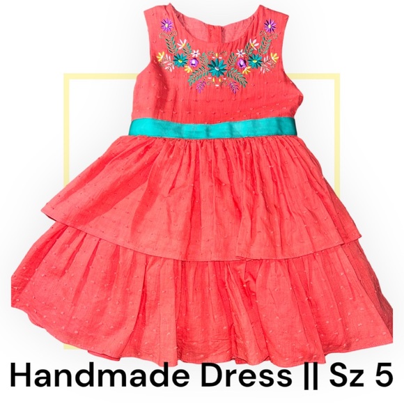 Handmade French Dot Fabric Dress - Picture 1 of 5